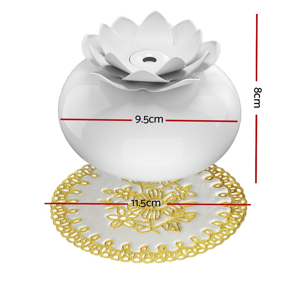 Devanti Aromatherapy Diffuser Aroma Ceramic Essential Oils Air Humidifier Lotus - Leisure Outdoors