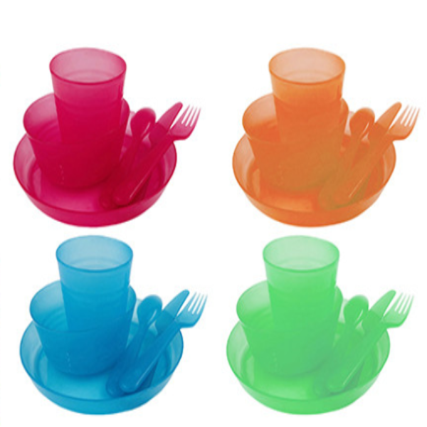 6 Piece Kids Camping Dinner Set With Cutlery - Leisure Outdoors