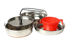 Camping 4 Piece Stainless Steel Mess Kit - Dinner Set / Cook - All In One