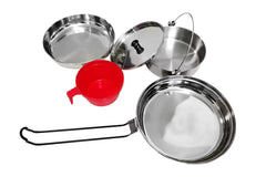 Camping 4 Piece Stainless Steel Mess Kit - Dinner Set / Cook - All In One