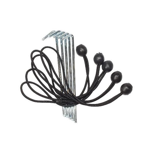 10 Pack - Camping Bungee Cord And Peg Pack - Leisure Outdoors