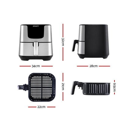 Devanti Air Fryer 7L LCD Fryers Oil Free Oven Airfryer Kitchen Healthy Cooker - Leisure Outdoors